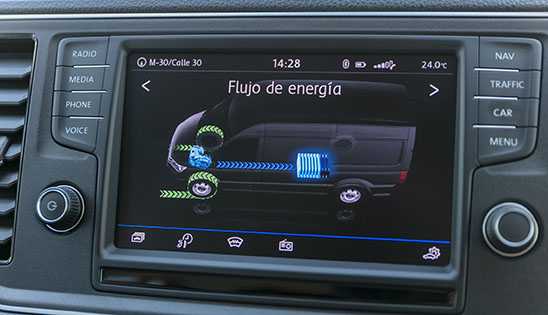 Prueba MAN eTGE 3.140 Información sobre el funcionamiento eléctrico en la pantalla central