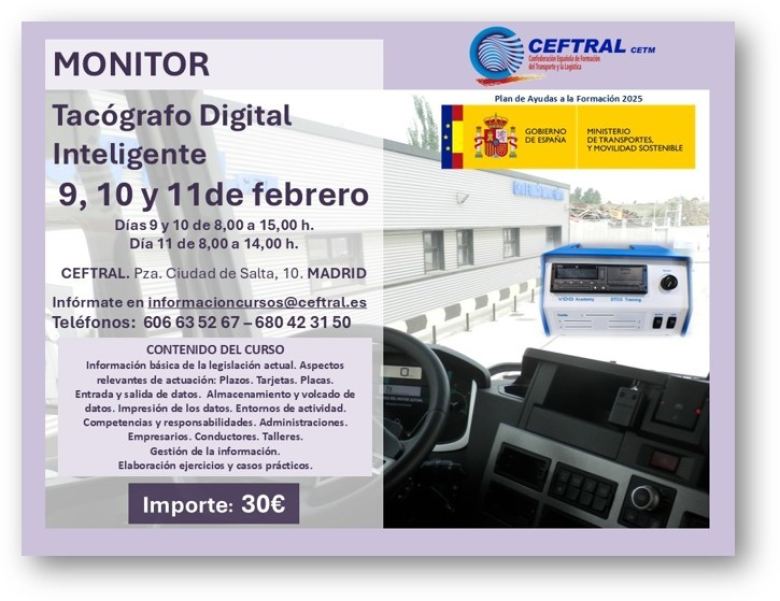 Curso subvencionado de Monitor de Tacógrafo Digital