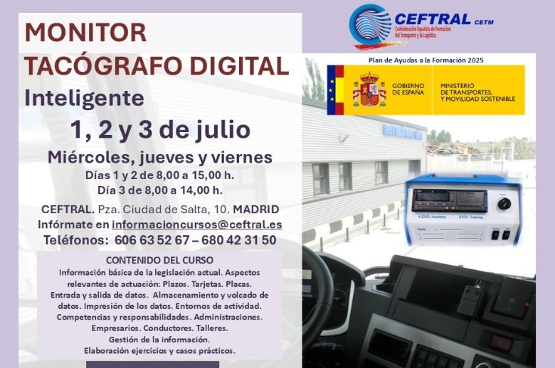 CEFTRAL organiza un curso de monitor de tacógrafo digital inteligente