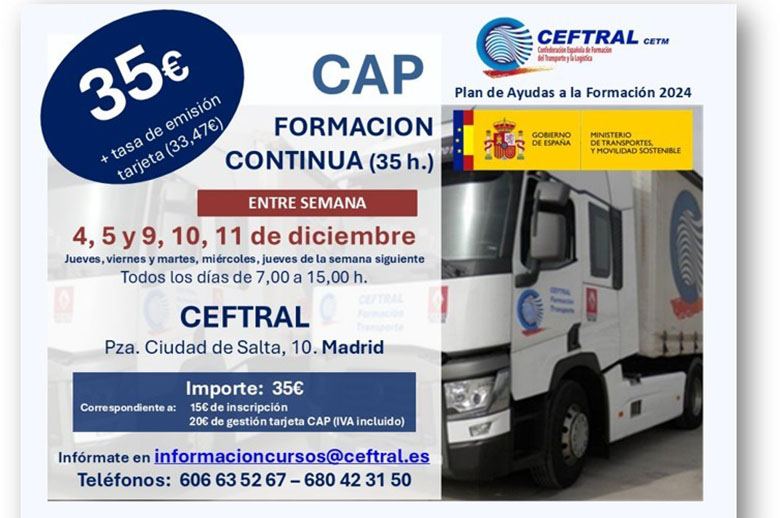 Curso CAP de CEFTRAL para la primera quincena de diciembre