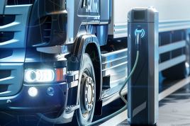 Camión eléctrico recargando