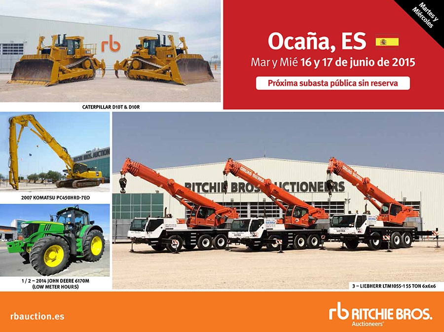 Ritchie Bros celebra una nueva subasta en Ocaña el 16 y 17 de junio