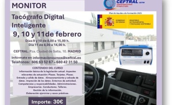 Curso CEFTRAL de monitor de tacógrafo digital inteligente para febrero