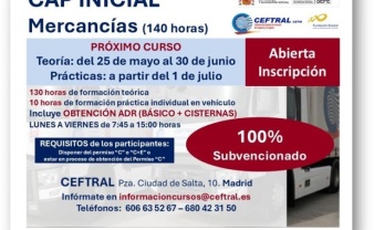 Abierta la inscripción para el curso CAP Inicial de Mercancías en Madrid