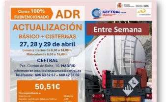 Curso ADR 100% Subvencionado en Madrid: Actualización Básico + Cisternas